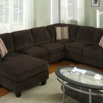 3pcs. Corduroy Fabric Sectional Sofa in Chocolate Brown Finish