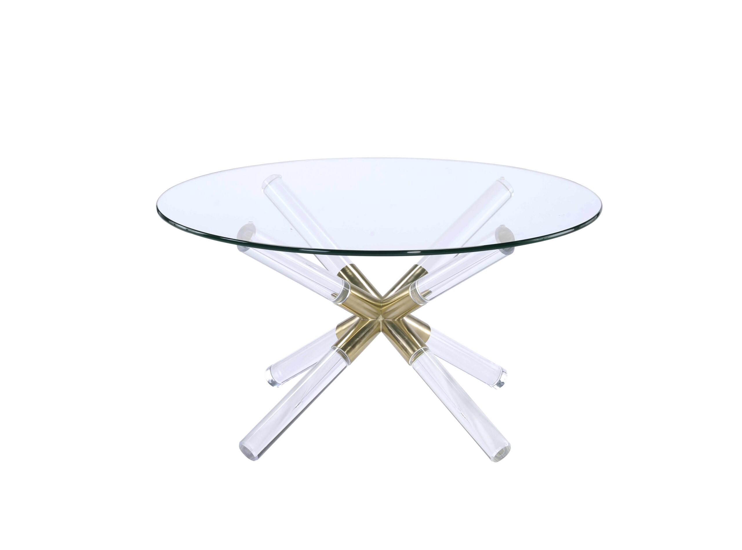 ACME Kalani Coffee Table in Gold, Clear Acrylic and Clear Glass