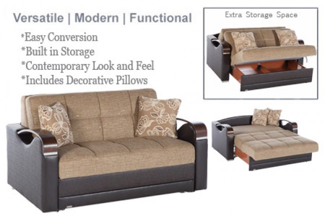 Modern Upholstered Futon | Alissa Brown Couch Futon | The Futon Shop