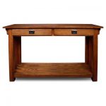 Mission Console Table With Drawers And Shelf - Medium Oak - Leick