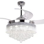 Modern LED Crystal Ceiling Fans with Foldable Blades - Contemporary