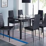 Amazon.com - IDS Online 7 Pieces Modern Glass Dining Table Set Faxu