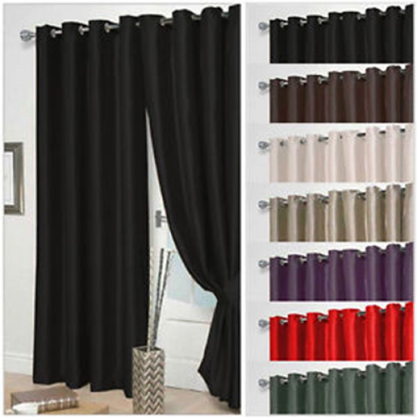 Faux Silk Fully Lined Eyelet Curtains Including Tie Backs