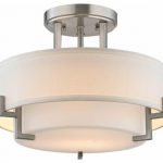Modern Ceiling Light With White Glass, Satin Nickel - Contemporary
