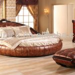 Contemporary Luxury Bedroom Furniture Set, Golden Genuine Leather