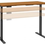 Height Adjustable Standing Desk, Natural Cherry - Contemporary