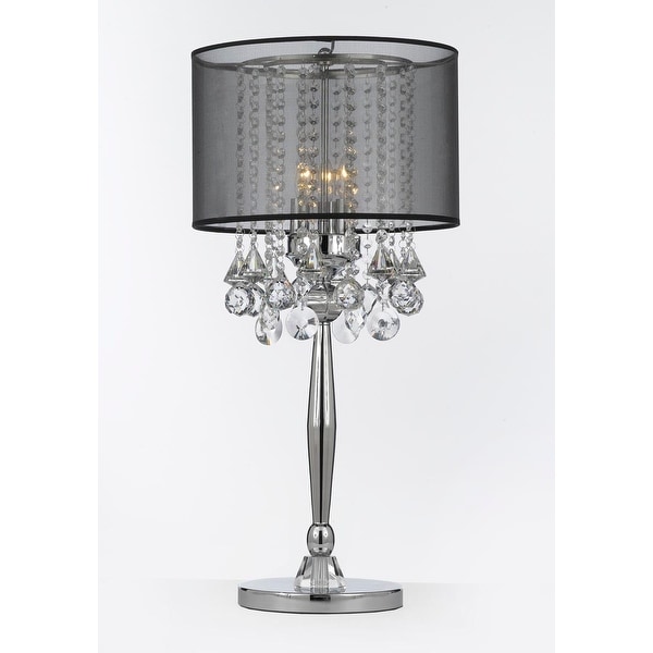 Shop Silver Mist 3 Light Chrome Crystal Table Lamp with Black Shade