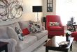 love the grey and red | Living Room / Family Room Ideas | Red living