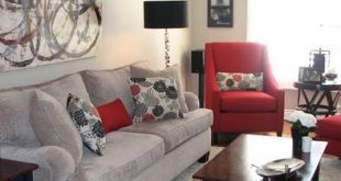 love the grey and red | Living Room / Family Room Ideas | Red living