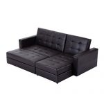 Homcom Deluxe Faux Leather Corner Sofa Bed Storage Sofabed Couch
