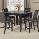 71070-72 5 pc blythe square black finish wood and faux marble top