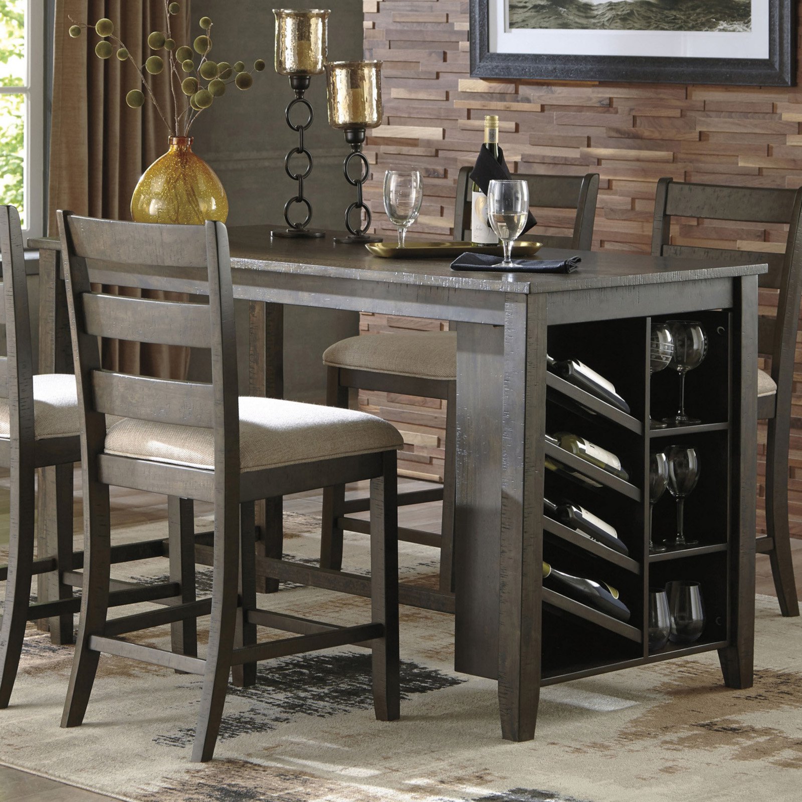 Signature Design by Ashley Rokane Counter Height Dining Table with
