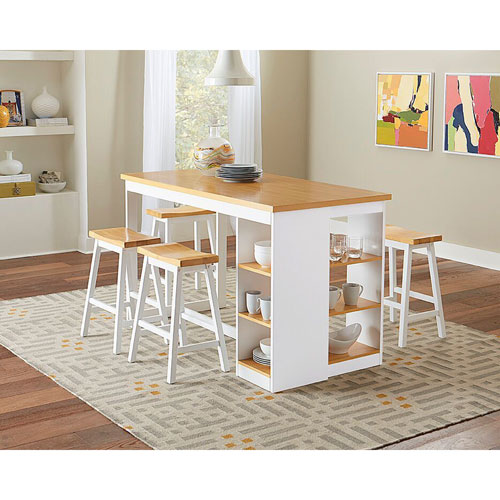 Progressive Furniture Christy Oak And White Counter Storage Table