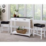 Shop Casual 3-piece Kitchen Mobile Counter Height Table Set with