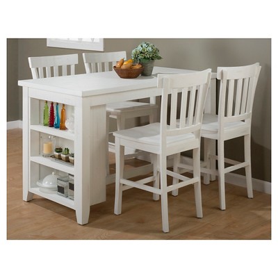 Madaket Counter Height Table With 3 Shelf Storage Wood/White