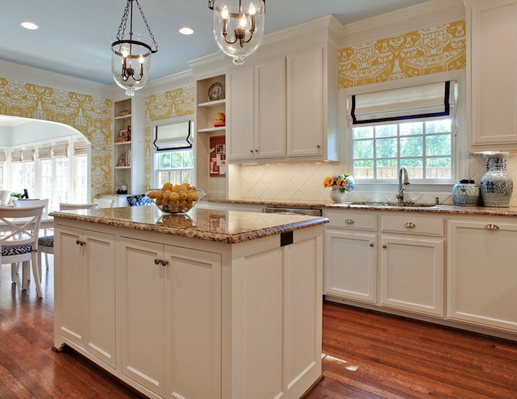 White Kitchen Cabinets with Granite Countertops - Transitional