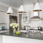 White Kitchen Cabinets with Concrete Countertops - Transitional