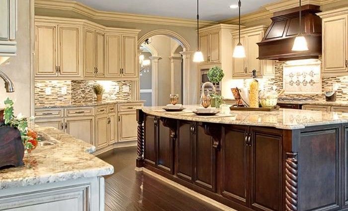 Image of: Cream Colored Distressed Kitchen Cabinets | Decorating