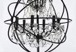 Foucault's Orb Wrought Iron Crystal Chandelier Lighting Country