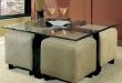 coffee table ottoman with seating | Glass Coffee Table and 4 Ottoman
