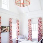 Teen Girl Bedroom with Orange and Pink Curtains - Transitional - Bedroom