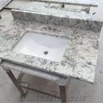Brazil Ice Granite Bathroom Countertops and White Custom Bathroom