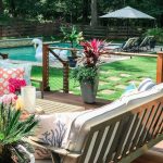 Backyard deck decorating ideas | Stainless steel deck cable railing | Patio  furniture layout deck | Patio furniture ideas outdoor | Tropical plants in  pots