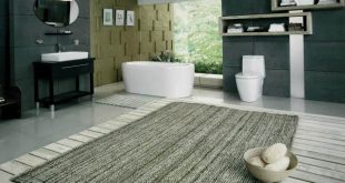 Place high quality decorative large bathroom rugs near to bathtub