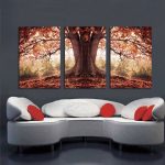 3 Panel Red Autumnal Leaves Home Decorative Canvas Painting Living