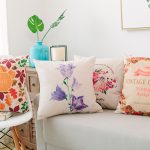 Colorful leaves decorative sofa pillows for grey couch purple flower