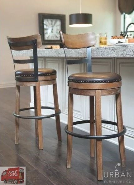 Details about Bar Height Swivel Stool Back Tall Kitchen High Chair
