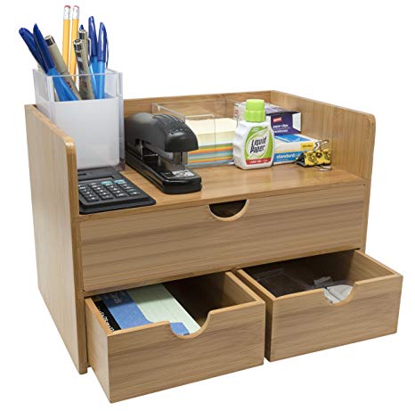Amazon.com : Sorbus 3-Tier Bamboo Shelf Organizer for Desk with