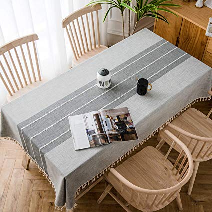Amazon.com: MoMA Gray Stitched Fringe Table Cloth (55