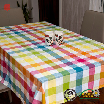 Customized dining table cloth cotton yarn dyed outdoor table covers