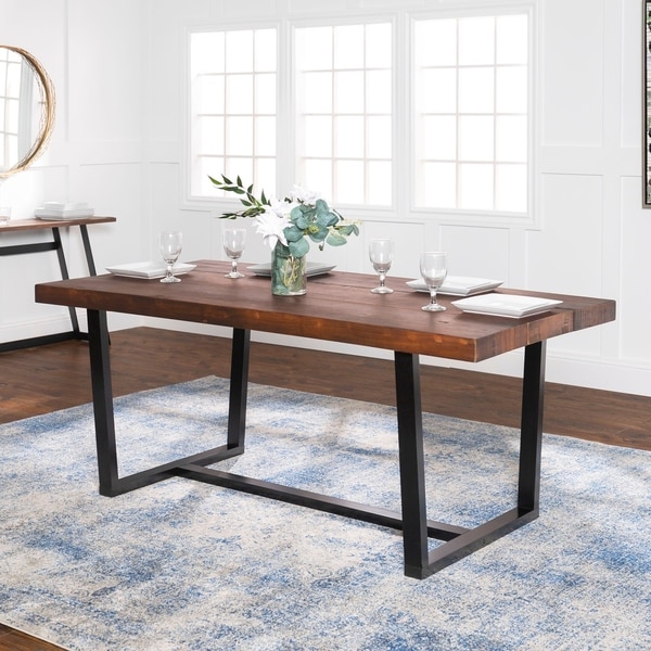 Shop Rustic Farmhouse Distressed Solid Wood Dining Table - Mahogany
