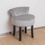 Grey Velvet Chair Dressing Table Vanity Stool Black Legs Bedroom