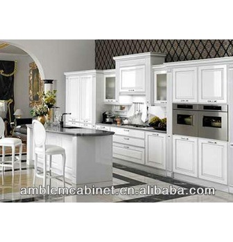 European style modern shaker door high gloss white painting kitchen