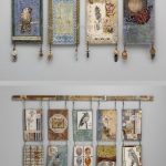 Mixed media wall hangings by textile artist Sharon McCartney (these