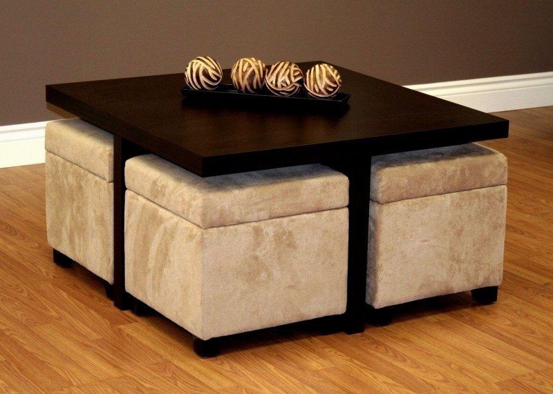 Coffee Table With 4 Storage Ottomans - Ideas on Foter
