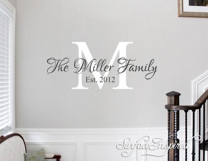 1 Personalized Family Name Monogram Wall Decal Vinyl Art Names