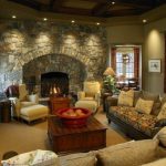 family room decorating ideas with fireplace |  with Colonial