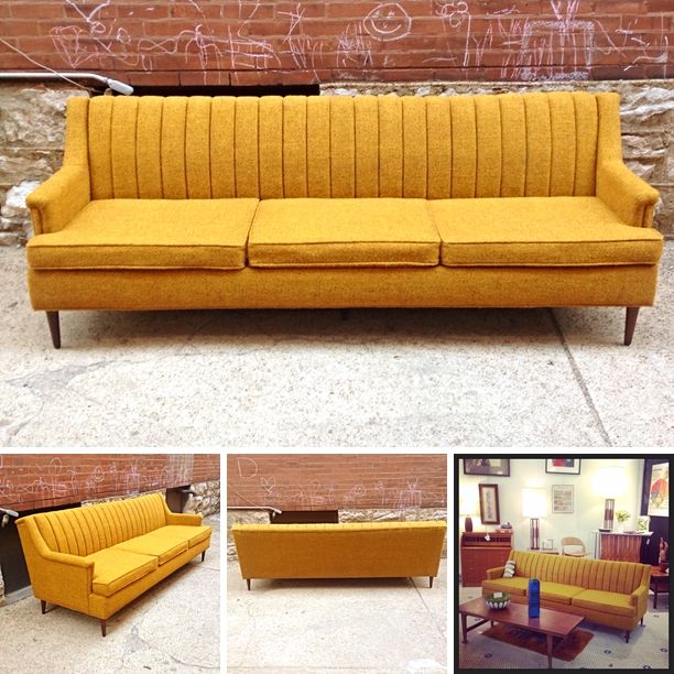 MidCentury #Danish Modern #Flexsteel #Sofa In #Yellow -Pricing