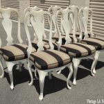 Vintage French Country White Distressed Dining Chairs - Set of 7