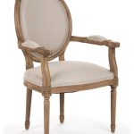 Madeleine French Country Louis XVI Linen Oval Dining Arm Chair