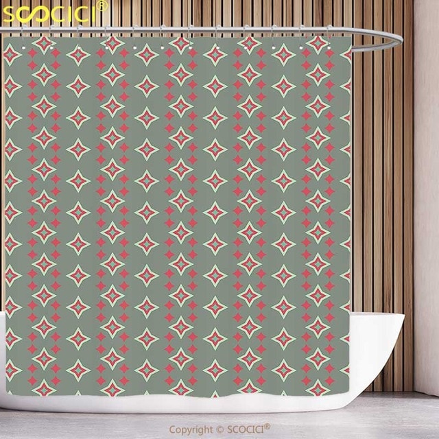 Funky Shower Curtain Retro Big and Small Nested Star Shapes Vertical