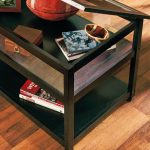 END TABLE Glass Top Display Table Lift Storage Rectangle Accent