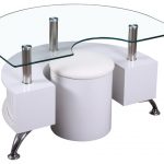 Contemporary Glass End Table with Storage, White - Contemporary