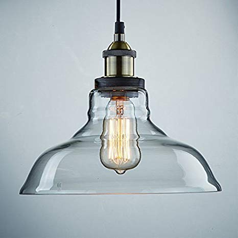 CLAXY Ecopower Industrial Edison Vintage Style 1-Light Pendant Glass