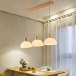 LED suspended lighting wooden chandelier dining room pendant lamps
