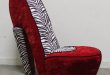 Zebra Print High heel shoe chair red velvet